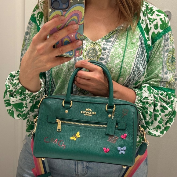 Coach Rowan Satchel Diary Embroidery butterfly bag C8280 NWOT - Picture 14 of 15